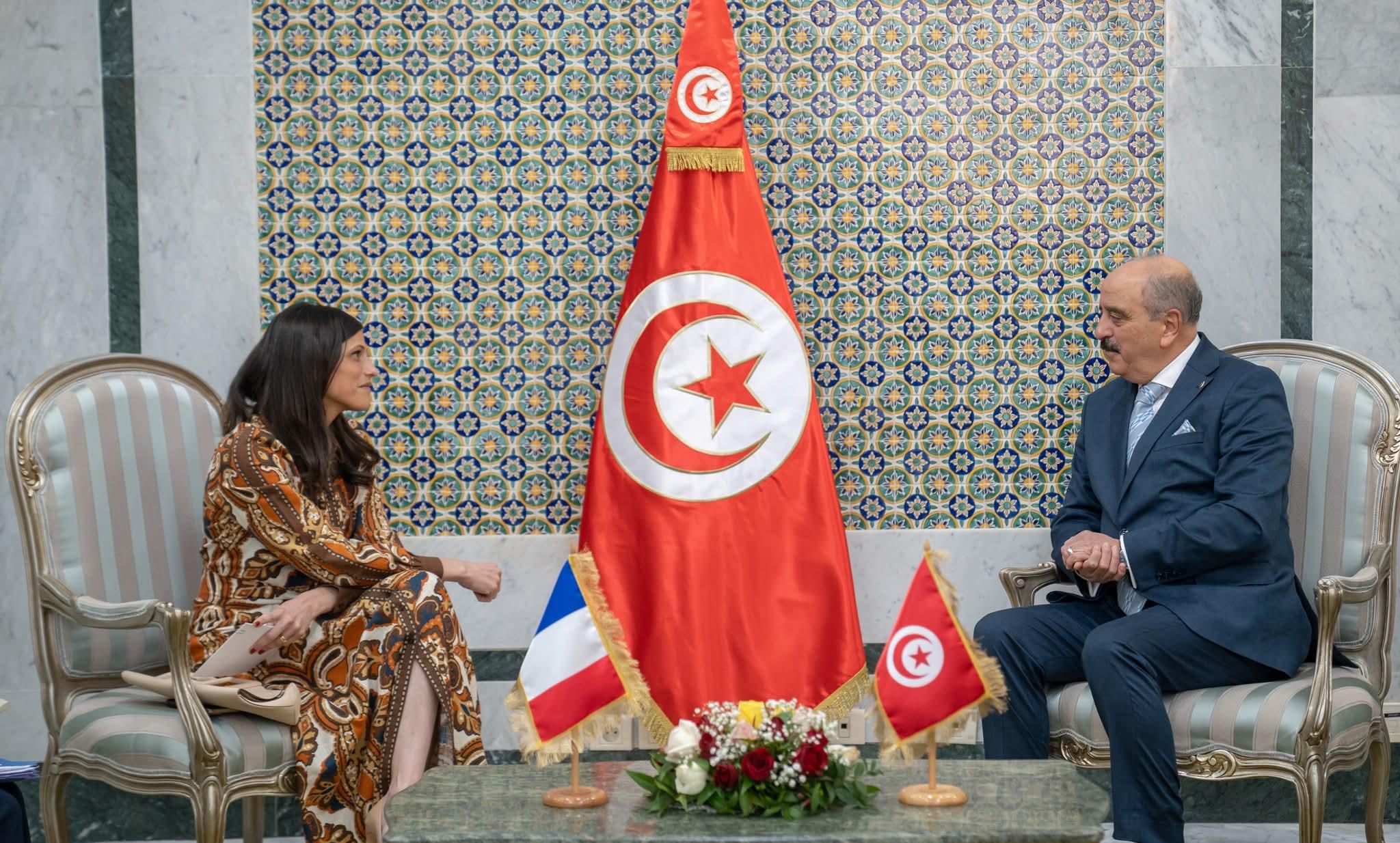 وزير الشؤون الخارجية والهجرة والتونسيين بالخارج، يستقبل، الوزيرة المعتمدة لدى وزير أوروبا والشؤون الخارجية الفرنسيّة المكلّفة بالفرنكوفونية