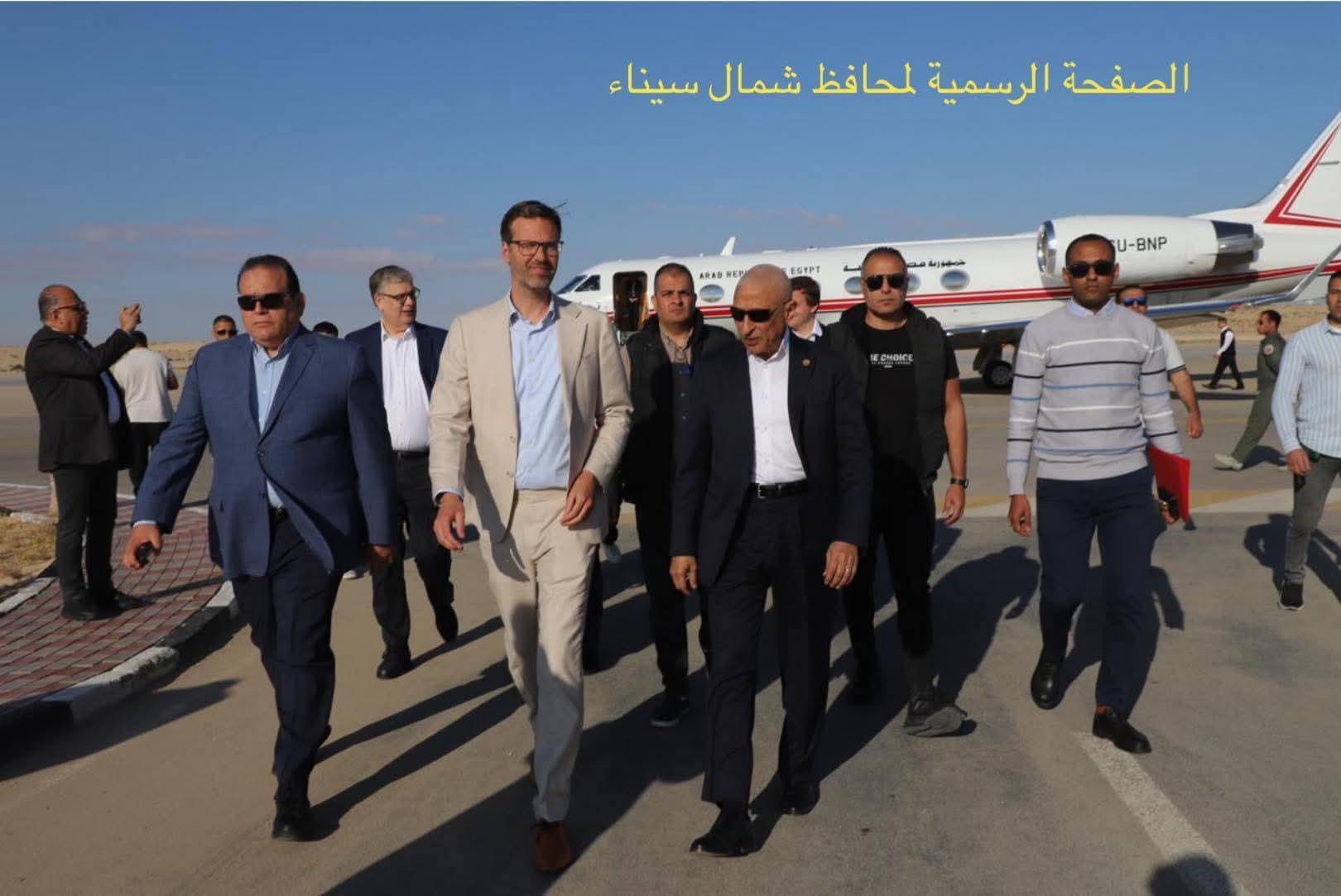 محافظ شمال سيناء يستقبل وفد هولندي بمطار العريش الدولي